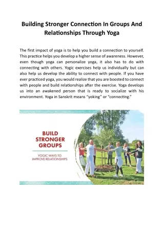 Building Stronger Connection In Groups And Relationships Through Yoga