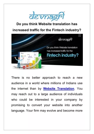 Do you think Website translation has increased traffic for the Fintech industry?