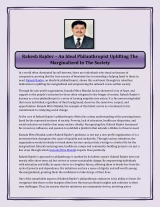 Rakesh Rajdev – An Ideal Philanthropist Uplifting The Marginalized In The Societ