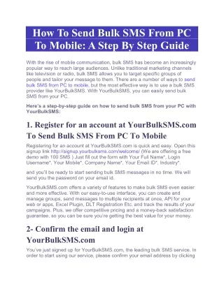 How To Send Bulk SMS From PC To Mobile A Step By Step Guide