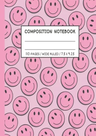 Read ebook [PDF] Pink Composition Notebook Wide Ruled: Aesthetic Preppy Notebook | Cute