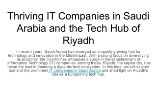 Thriving IT Companies in Saudi Arabia and the Tech Hub of Riyadh