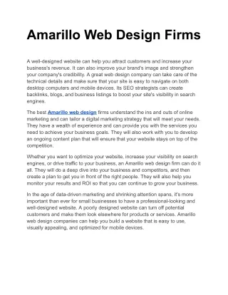 Amarillo Web Design Firms