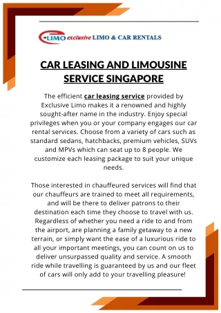 Car leasing and Limousine Service Singapore
