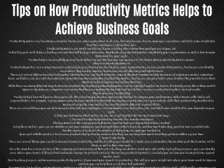 Tips on How Productivity Metrics Helps to Achieve Business Goals
