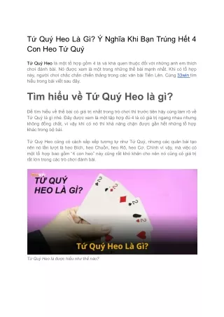 Tứ Quý Heo Là Gì