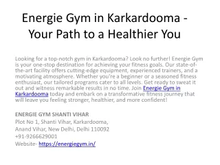 Energie Gym in Karkardooma  Your Path to a Healthier You