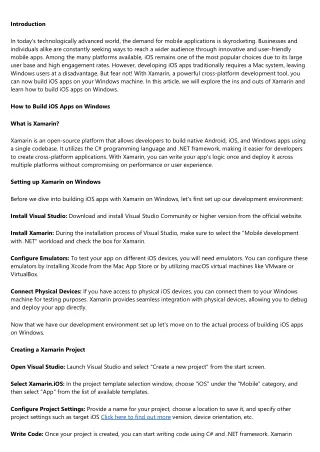 Mastering Xamarin: Cross-Platform Development for iOS on Windows