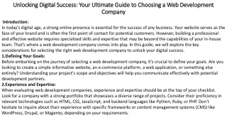 Unlocking Digital Success  Your Ultimate Guide to Choosing a Web Development Company