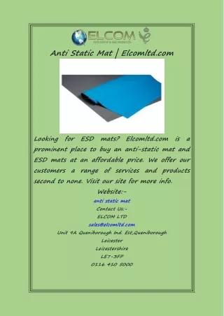 Anti Static Mat  Elcomltd