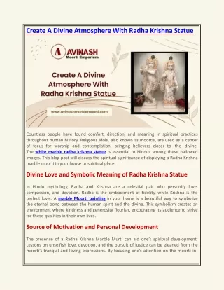 Create A Divine Atmosphere With Radha Krishna Statue