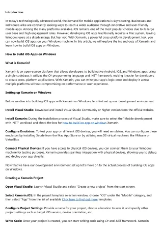 Mastering Xamarin: Cross-Platform Development for iOS on Windows