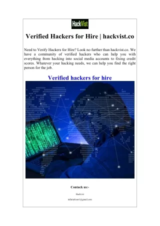 Verified Hackers for Hire  hackvist.co