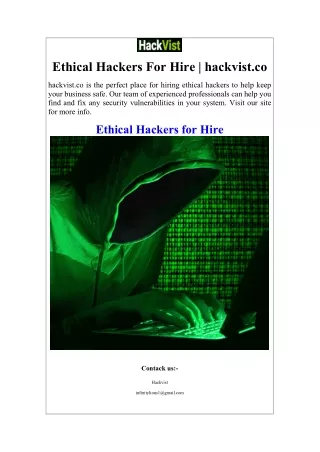 Ethical Hackers For Hire  hackvist.co