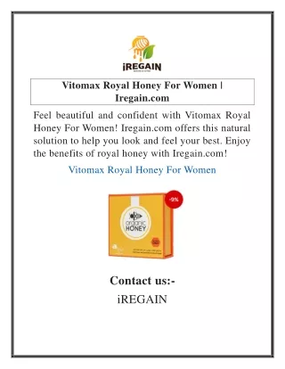 Vitomax Royal Honey For Women  Iregain