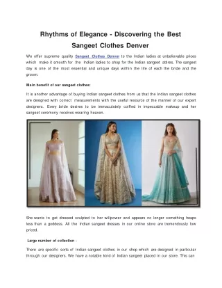 Rhythms of Elegance – Discovering the Best Sangeet Clothes Denver