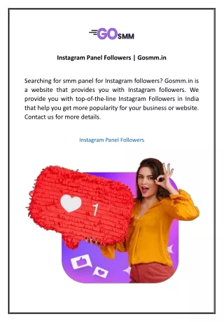 Instagram Panel Followers  Gosmm.in01
