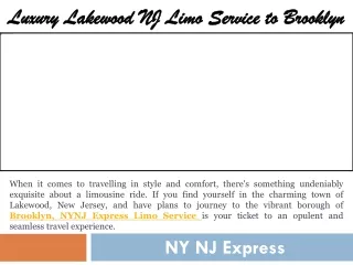 Luxury Lakewood NJ Limo Service to Brooklyn