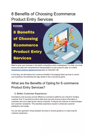 8 Benefits of Choosing Ecommerce Product Entry Services