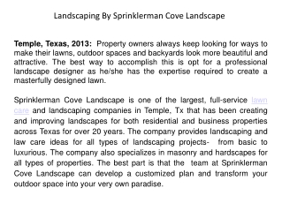 Landscaping By Sprinklerman Cove Landscape