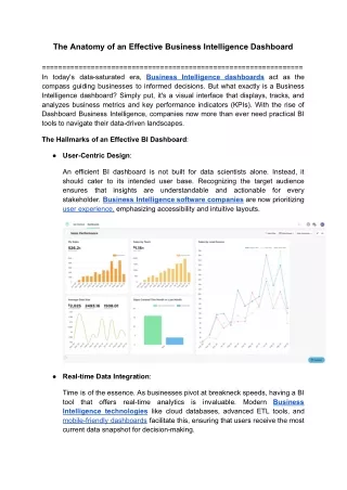 The Anatomy of an Effective Business Intelligence Dashboard