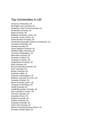 Universities in UK