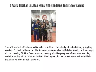 5 Ways Brazilian JiuJitsu Helps With Children's Endurance Training