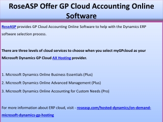 RoseASP Offer GP Cloud Accounting Online Software