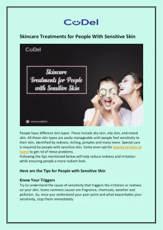 Skincare Treatments for People with Sensitive Skin