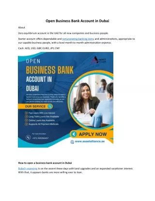 Open Business Bank Account in Dubai