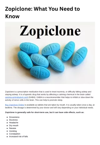 Zopiclone What You Need to Know