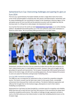 Switzerland Euro Cup Overcoming challenges and aspiring for glory at Euro 2024