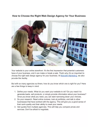 Web Design Agency - How to Choose For Business