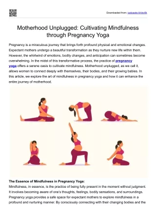 Motherhood Unplugged - Cultivating Mindfulness through Pregnancy Yoga