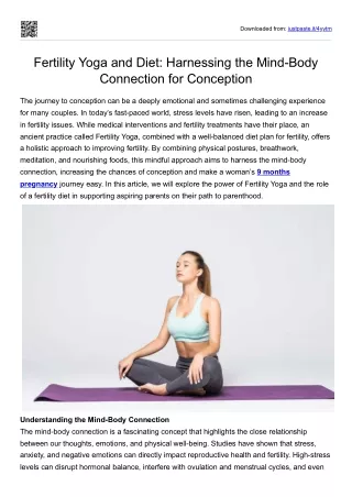 Fertility Yoga and Diet - Harnessing the Mind-Body Connection for Conception