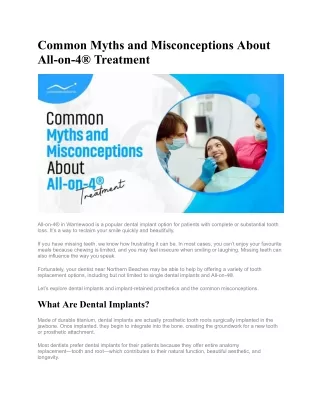 Common Myths and Misconceptions About All-on-4® Treatment