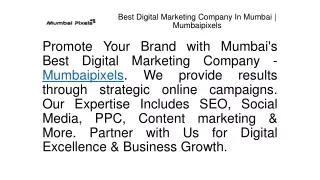 Best Digital Marketing Company In Mumbai | Mumbaipixels