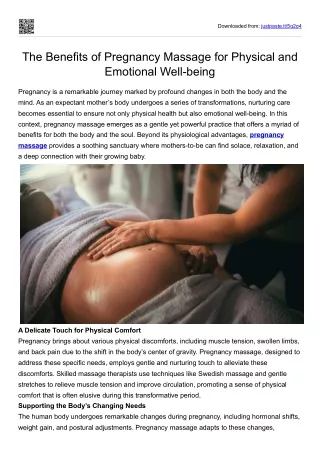 The Benefits of Pregnancy Massage for Physical and Emotional Well-being