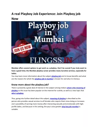 From Mumbai to the World A real Playboy Job Experience. (1)