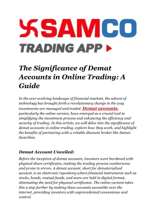 The Significance of Demat Accounts in Online Trading_ A Guide
