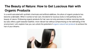 The Beauty of Nature_ How to Get Luscious Hair with Organic Products