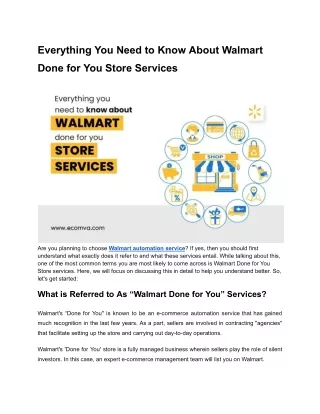 Everything You Need to Know About Walmart Done for You Store Services