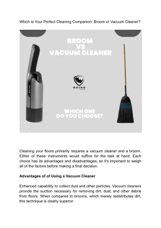 Which is Your Perfect Cleaning Companion_ Broom or Vacuum Cleaner