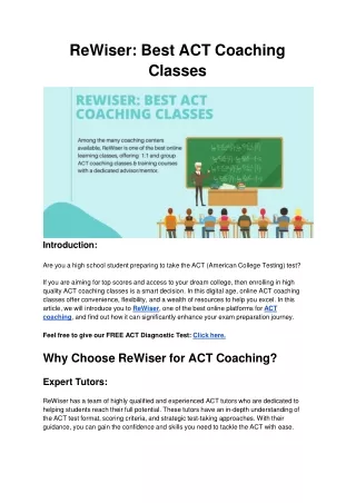 ReWiser: Best ACT Coaching Classes