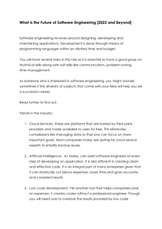 What is the Future of Software Engineering [2023 and Beyond]