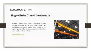 Single Girder Crane  Loadmate.in