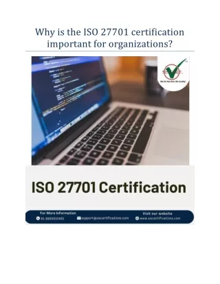 Why is the ISO 27701 certification important for organizations?