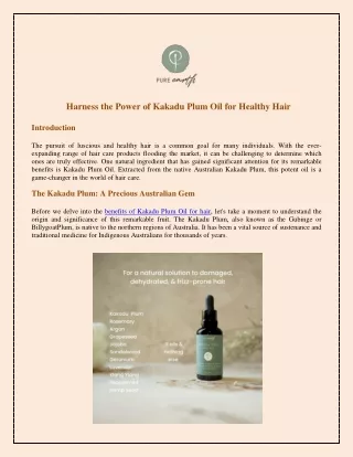 Harness the Power of Kakadu Plum Oil for Healthy Hair