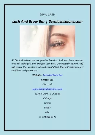 Lash And Brow Bar  Divalashsalons