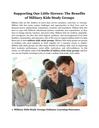 Supporting Our Little Heroes The Benefits of Military Kids Study Groups